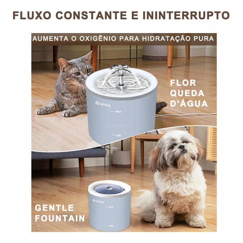 Fonte de Água sem Fio para Pets 1.6L – Bebedouro Automático e Silencioso com Sensor