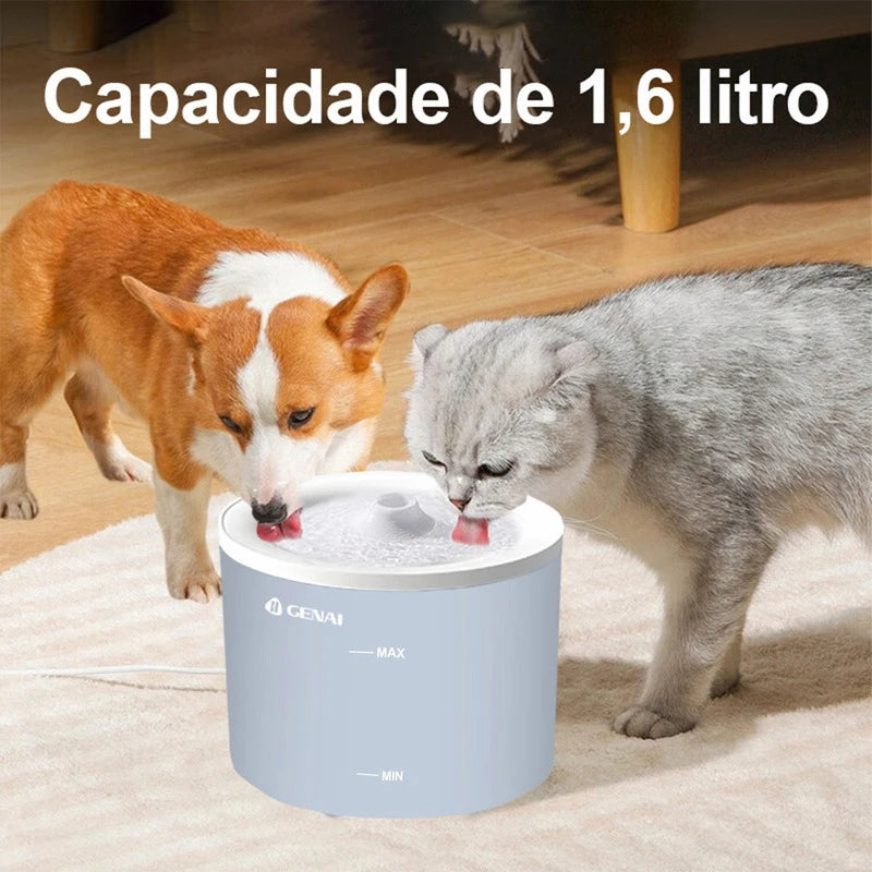 Fonte de Água sem Fio para Pets 1.6L – Bebedouro Automático e Silencioso com Sensor