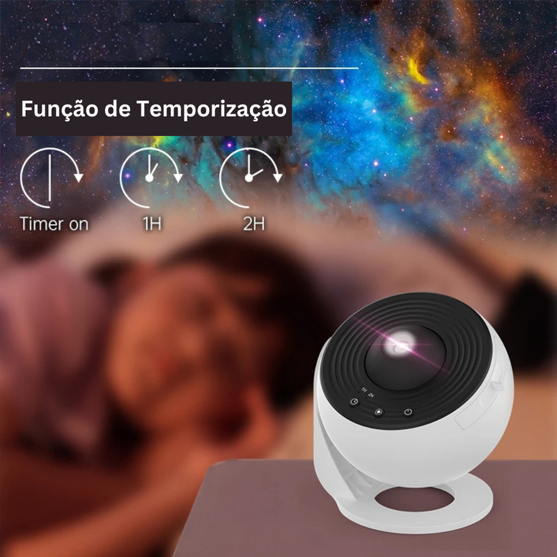 Lâmpada Projetora Galaxy 12 em 1 com Céu Estrelado e Rotação 360°