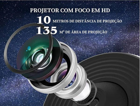 Lâmpada Projetora Galaxy 12 em 1 com Céu Estrelado e Rotação 360°